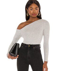 Michael Lauren Maples Grey Long Sleeve Ribbed Off Shoulder Top Women's size L